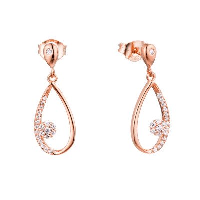 Pear Shape Drop Party Wear Rose Gold Plated Silver 925 Earring 