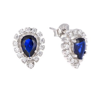 925 Silver American Diamond Cushion Cut Danglers