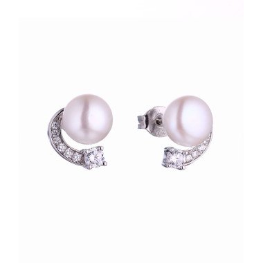 Silver Dangle Earrings With Pearl Drops