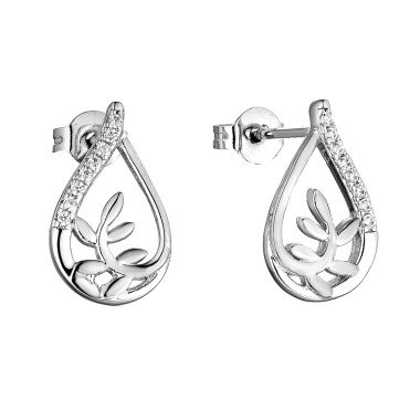 American Diamond Heart Studs In 925 Silver