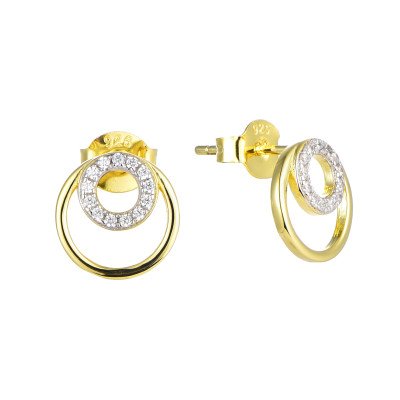 Yellow Gold Plate Studded with American Diamond Earrings