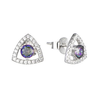 Ruby and American Diamond Studs In 925 Silver