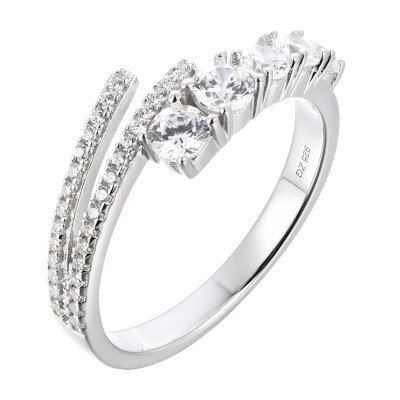 AMERICAN DIAMOND PURE SILVER RING HALO DESIGN