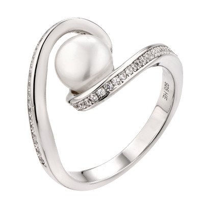 SINGLE PEARL RING IN 925 STERLING SILVER