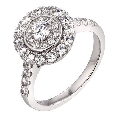 HALO SOLITAIRE SILVER RING
