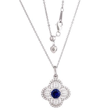 Silver American Diamond Studded Round Pendant set