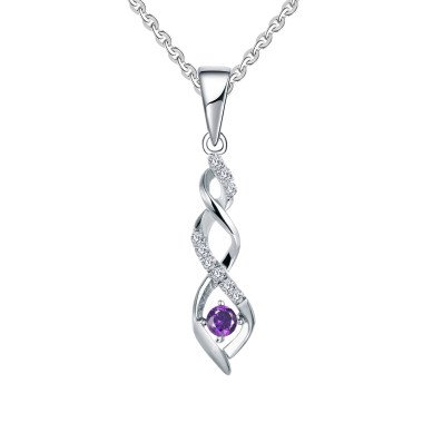  Silver Cubic Zirconia Solitaire Heart Necklace