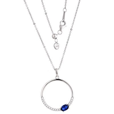 American Diamond Round Shape Pendant With Chain