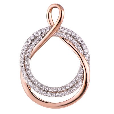 18K Rose Gold Plated and American Diamond Pendent With Chain