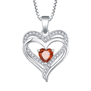 Silver Blue Sapphire Heart Pendant and Necklace Set 