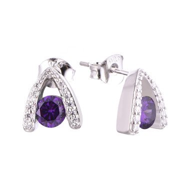 925 Silver American Diamond Stud Earrings