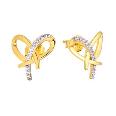 Gold Plated American Diamond Half Moon Studs