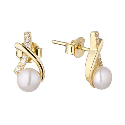 18K Gold Plated Pearl 925 Silver Earrings