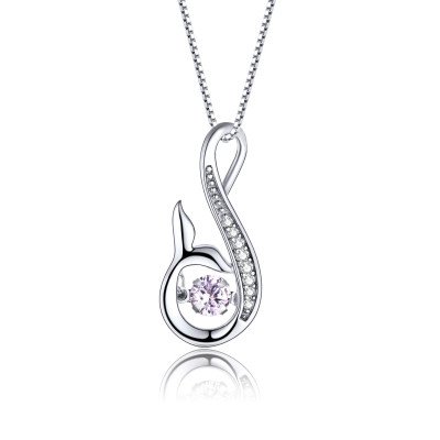 S Shape Solitaire Diamond Pendant in 925 Silver