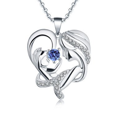 Dancing American Diamond Heart Pendant in Silver