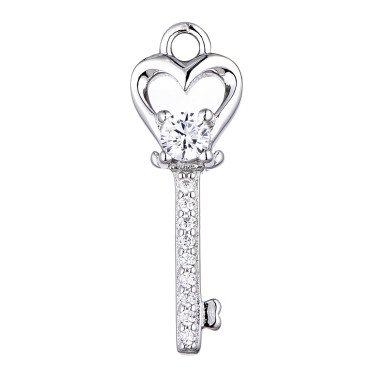 Dancing American Diamond Heart Shaped Pendant in 925 Silver