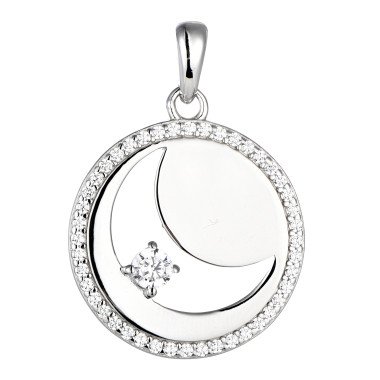 Silver Solitaire Pink Cubic Zirconia Pendant 