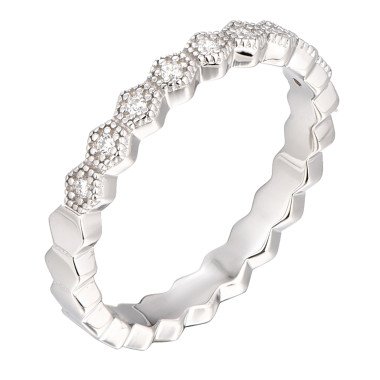 Double Halo Split Shank Ring In 925 Silver