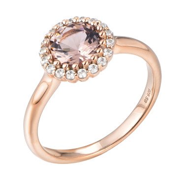 Three Stone Halo Ring In 925 Silver