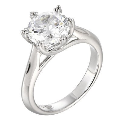 Six Prong Solitaire American Diamond 925 Silver Ring